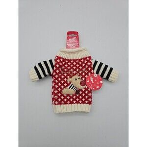 Merry Moments Ugly Sweater Wine Bottle Cover Rudolph the Red Nose Reindeer